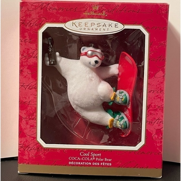 Hallmark Cool Sport Coca Cola Polar Bear Ornament Coke With Box - Picture 1 of 4